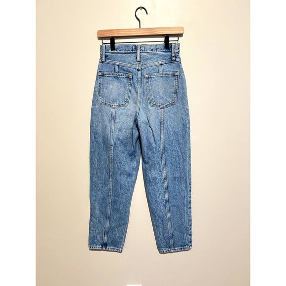 Abercrombie & Fitch High Rise Mom Balloon Seam Light Wash Rigid Denim Jeans 25 - Picture 4 of 9